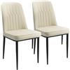Durrafy Set di 2 Sedie da Pranzo,Sedie Imbottite Moderne in Ecopelle, Sedie con Robuste Gambe in Metallo, Adatte per sala da Pranzo, Cucina e Soggiorno, Colori Crema