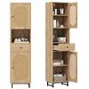 LIFEZEAL Mobile Bagno, Mobiletto Bagno Salvaspazio, 40x30x170 cm, Colonna Bagno, con 2 Ante in PE Rattan e Cassetto, Mobiletto Multiuso con Ripiani Regolabili, Arredo Alto per Soggiorno, Naturale