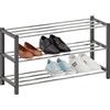 IDIMEX Scarpiera DUBLIN, pratica scarpiera con 3 ripiani, stabile portascarpe in grigio, moderno contenitore per scarpe con aste rotonde cromate
