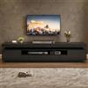 MOHUANG Mobile TV per soggiorno, lucido, 175 x 38 x 45 cm, con 2 armadi a forma di L e 1 cassetto, mobile basso con spazio semi-aperto, per TV da 75 pollici, nero
