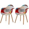 JZGORC Sedia da Pranzo Patchwork in Lino Moderna da Cucina con Gambe in Faggio - Rosso (Set di 2)