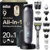 Braun Rasoio Elettrico Barba e Capelli Serie 9, Accessori AIO9540 Grigio
