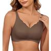YGJIEGENG Reggiseno da donna senza ferretto, senza cuciture, reggiseno push up, classico, morbido, senza cuciture, morbido, comodo, senza ferretto, imbottito, classico bralette S-3XL, marrone, M
