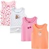 AOOPOO Confezione da 4 Cannottiera da Bambina in Cotone Canotta Intima, Canotta per Bambina Top Senza Maniche Canotte Stampata Bimba Canottiere Elastiche per 2-13 Anni