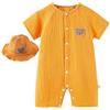 AOOPOO Pagliaccetto Tutina con Cappello per Neonati, Pagliaccetto Tutina di 100% Cotone con a Manica Corta, Body Estivo Adorabile Orsacchiotto Tuta Bambini Piccoli 0-24 Mesi