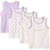 AOOPOO Confezione da 4 Canottiere da Bambina Ragazza in Cotone, Canotta per Bambina in Cotone Top Senza Maniche Canotte Floreale Stampata Bimba Canottiere Elastiche per 2-13 Anni
