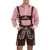 LVCBL Pantaloncini da uomo Oktoberfest Lederhosen da uomo bavarese costume tradizionale Lederhosen, Marrone scuro, L