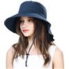 Comhats - Cappello da sole pieghevole UPF 50 + con cordino per il collo da donna in cotone, 7-12 giorni