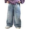 Générique Baggy Jeans Pantaloni Ragazzo con Vita Elastica Jeans Baggy Adolescente Ragazzo Pantaloni Cargo in Denim Bambini Casual Large Hip Hop Y2K Streetwear Taglie 1-14 Anni