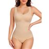 UMIPUBO Body Contenitivo Modellante Donna Intimo Guaina Pancia Shapewear Bodysuit Snellente Shaper Dimagrante Seamless U Collare Spalla Larga con Reggiseno Fajas (Pelle, M)
