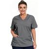 JONATHAN UNIFORM Camice Medico Donna 3 Tasche Casacca Sanitaria Manica Corta Scollo V, Divisa OSS per Infermiere Dentista Clinica Dentale (Arancione, L)