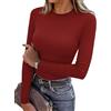 Totatuit Maglietta Donna Maniche Lunghe T-Shirt Elegante Top a Collo Alto Lupetto Casual Maglia Sexy Slim Fit Basic Solido Tee