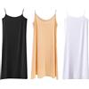 AOOPOO 3 Pezzi Sottovesti da Donna con Spalline Sottili: Camicie da Notte Basic, Canotte Sexy, Sottovesti Lunghe, Sottogonne, Negligee Indossare sotto Abiti - Beige, Nero e Bianco