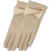 YISENJEE Guanti Invernali Da Donna Guanti Eleganti In Peluche Con Touchscreen E Fiocco In Pelle Scamosciata Da Donna - Beige