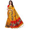 Yashika Sari Kalamkari Khadi e Bhagalpuri da donna in poliestere Art Silk con blusa (multicolore), Giallo, Taglia Unica