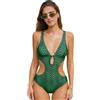 CUPSHE Costume da bagno intero da donna, scollo profondo, auto-allacciatura, spalline regolabili, XL