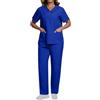 HAOLEI Donna Divisa Sanitaria Scollo a V Senza Taglio Unisex Elastica Uniforme Sanitaria Set con Casacca e Pantalone Divise Sanitarie Divisa Infermiere Scrub Medico Donna Divise Estetista Uniforme