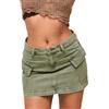 Owegvia Minigonna cargo da donna in denim Y2k, tinta unita, a vita media, mini gonne di jeans con tasche