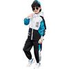L SERVER Tuta da bambino con cappuccio stampato Sportswear Set di 2 pezzi Moda Jogging Casual Abbigliamento per Primavera e Autunno, blu, 13-14 Anni