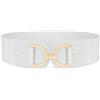 Waist Wow Cintura larga da donna per abiti alla moda, elastica in vita, da donna, con fibbia dorata, bianco, Fit Taillengröße 81cm-90cm