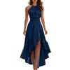 Generic Abiti da donna senza maniche, maxi, estivi, con scollo all'americana, volant, cerniera posteriore, casual, swing, fluido, linea A, orlo irregolare, elegante, spiaggia, vacanze, festa, sera elegante