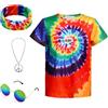 Prebene Costume da hippie da ragazzo 60 S anni '70 colorata, set di 4 accessori per bambini