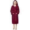 Arus Accappatoio da donna con cappuccio, lunghezza al polpaccio, 100% cotone spugna, XS-S, Bordeaux