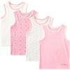 AOOPOO Confezione da 4 Canottiere da Bambina Ragazza in Cotone, Canotta per Bambina in Cotone Top Senza Maniche Canotte Floreale Stampata Bimba Canottiere Elastiche per 2-13 Anni