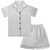Risipu Pigiama in seta per bambini, unisex, a maniche corte, tinta unita, per bambini, Grigio, 13-14 Years