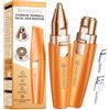 VG VOGCREST Rasoio 2 in 1 Per Viso e Sopracciglia: Ricaricabile, Indolore, Con Luce LED Integrata - Per Labbra e Corpo (arancione)
