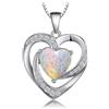 JewelryPalace Collana Donna placcato oro bianco 14K con 2.5ct Opale Creato, Collana Ciondolo Pietra a Cuore di Amore con Catena 45cm, Collana Donna Pendente Gioielli Donna