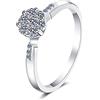 StarGems 0.24ct Moissanite 925 Placcato Platino Argento&Zirconia Fiore-forma Moderno Minimalista Sei punte Grappolo Squillo B4518-1ct-12.75