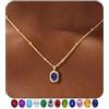 TINGN Collana da donna con pietra portafortuna, placcata in oro 14 carati, per donne, delicata collana con zirconi blu verde, ciondolo di compleanno per donne, Ottone