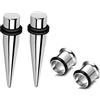 HEKEUOR Kit di dilatatori per orecchio in acciaio da 9 mm, 2 dilatatori in acciaio, 2 tunnel in acciaio, dimensioni tra 0 g (8 mm) e 00 g (10 mm)