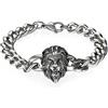 JewelryWe Gioielli Collana Bracciale da Uomo in Acciaio Inossidabile, in Stile Biker, Leone, Catena, Idea Regalo, Colore Argento