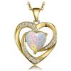 JewelryPalace 2.5ct Collana Cuore Donna Argento 925 con Creato Opale Multicolore, Collana Dorata Ciondolo Pietra a Taglio Cuore con Catena 45cm, Collane Pendenti Lunghe in Tre Ori Set Gioielli Donna