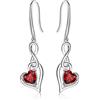 Qings Orecchini Infinito Pietre Portafortuna Donna - Qings Argento Sterling 925 Gennaio Granato Birthstone Infinity Simbolo con Cuore Zirconi Pendente Natale Regalo di Compleanno per Ragazze Mamma