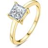 JewelryPalace 1ct Anello Solitario Donna placcato oro giallo 14K con Creato Moissanite, Diamante Simulato Anelli Dorati con Pietra a Taglio Principessa, Fedine Fidanzamento in Oro Gioielli Donna 19.5