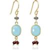 WANDA PLATA Orecchini da donna con pietre naturali con calcedonio, labradorite e granati, placcati in oro 18 carati, fatti a mano, confezione regalo