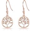 Philip Jones Orecchini pendenti con albero della vita placcati in oro rosa creati con cristalli di Zircondia®