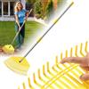 Barcetine Rastrello per foglie da giardino - Testa in nylon e plastica larga 42 cm, manico leggero regolabile da 165 cm, per donne, anziani e bambini, 23 denti flessibili adatti al prato per erba, aghi di pino