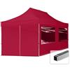 TOOLPORT Gazebo Pieghevole Giardino 3x6m - 4 Laterali Alluminio Telo Idrorepellente Padiglione Mercati Sagre Rosso