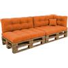 POKAR Set di Cuscini per Europallet Imbottito da 6 pezzi: 2x Sedile 120x80cm +2x Schienale 120x40cm +1x Laterale 60x40cm +1x decorativo 40x40cm, per Divano da Giardino, senza Pallet, Arancione