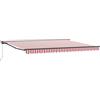 LKJephalotrop Tenda da sole retrattile manuale per terrazza e giardino, tenda da sole con braccio articolato con manovella, 4,5 x 3,5 m, rosso e bianco, telaio antracite, poliestere con rivestimento