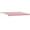 LKJephalotrop Tenda da sole retrattile manuale, 4 x 3,5 m, con braccio articolato, a righe rosse e bianche, tenda da parete con manovella in poliestere e alluminio, per terrazza, balcone, giardino