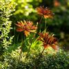 yeeplo Set di 3 decorazioni da giardino in acciaio Corten, decorazione da giardino in metallo a forma di papavero, decorazione da giardino, stile vintage, effetto ruggine (A)