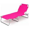 Arreditaly Lettino Pieghevole Regolabile Prendisole Schienale Reclinabile Regolabile Struttura In Metallo Sedia Sdraio Per Spiaggia Mare Giardino Piscina Rosa