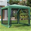 ZQQLVOO Gazebo per feste, 2,5 x 2,5 m, con 4 pareti laterali in rete, colore verde, gazebo in HDPE con telaio in ferro e tetto impermeabile, per feste in giardino ed eventi all'aperto
