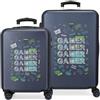 Movom Game Over Set di valigie blu 55/65 cm rigido 5,6 kg Chiusura a combinazione laterale ABS 5,6 kg 91L Bagaglio a mano, blu, Taglia unica, Set di valigie