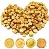 OIUAVYR 100 Pezzi Perline di Ceralacca, Cera Lacca per Sigilli, Ceralacca Ottagonale, Ceralacca per Sigillo di Cera, Ceralacca per Inviti Biglietti Confezioni Regalo Matrimonio,Oro